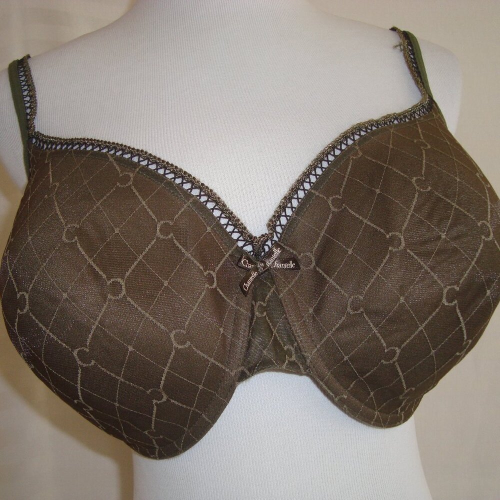 Chantelle Graphie Logo Pattern 2596 Underwire Bra Dark Forest Green 36DDD